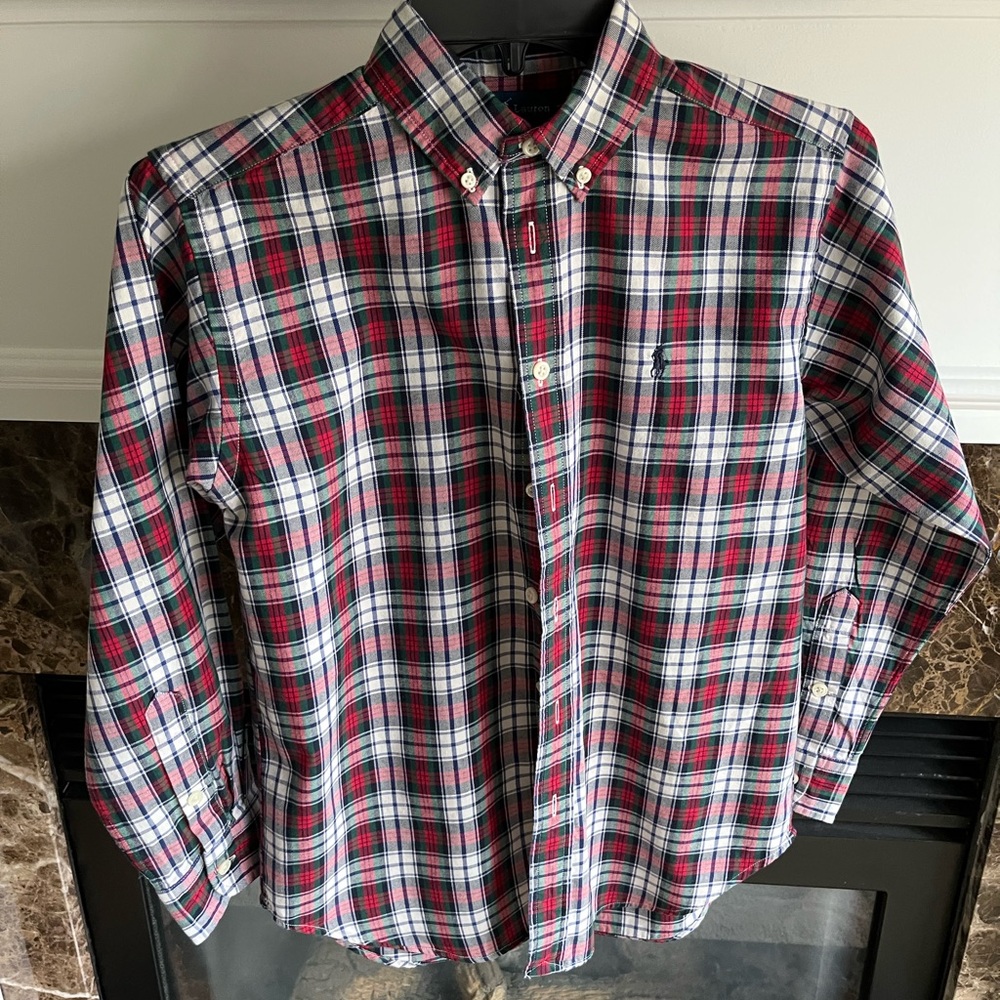 Ralph Lauren multi-color plaid shirt, excellent condition